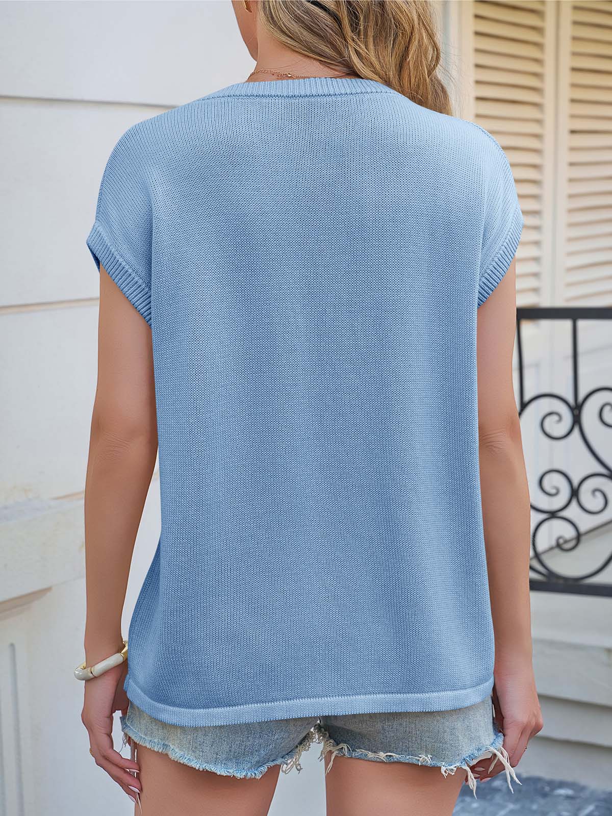 Saodimallsu Womens Crew Neck Cap Sleeve Vest