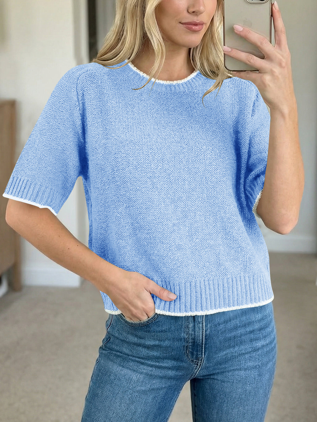 Saodimallsu Womens Casual Crew Neck Sweaters