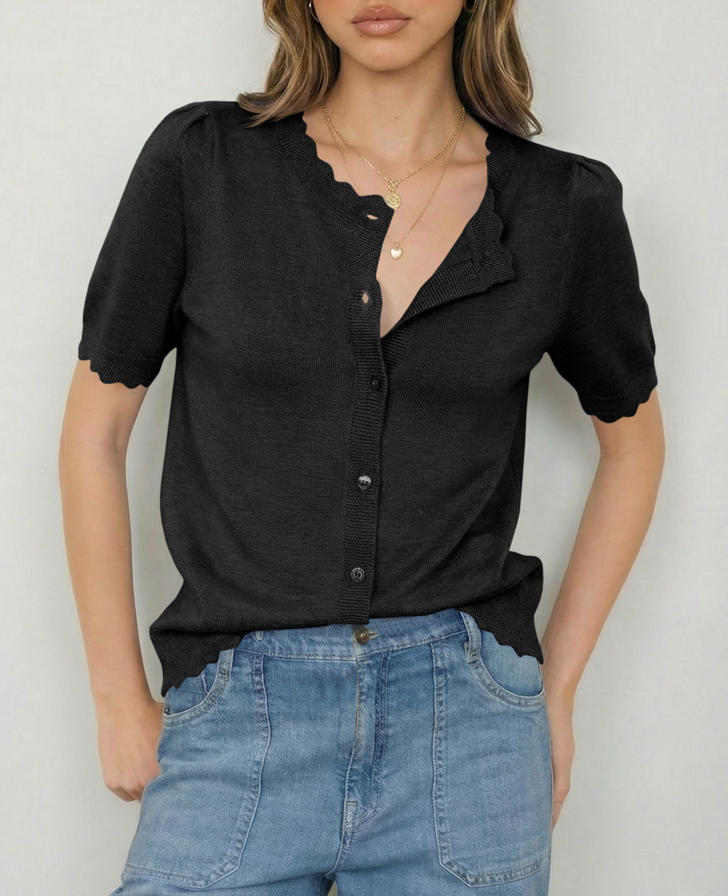 Saodimallsu Womens Puff Short Sleeve Cardigans
