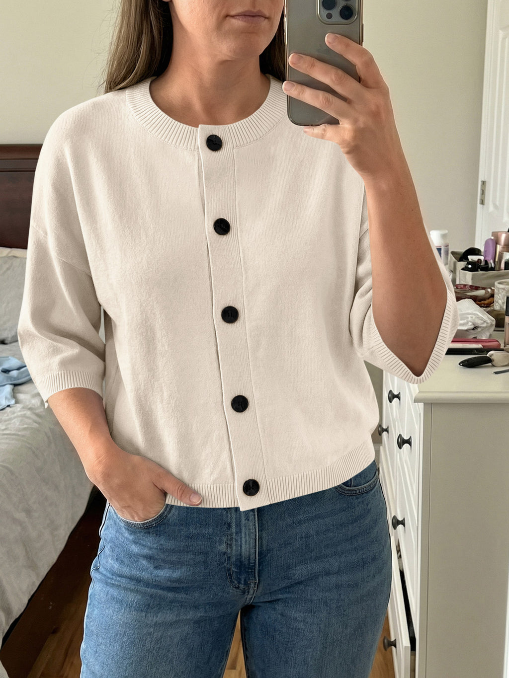 Saodimallsu Womens Short Sleeve Button Down Cardigan