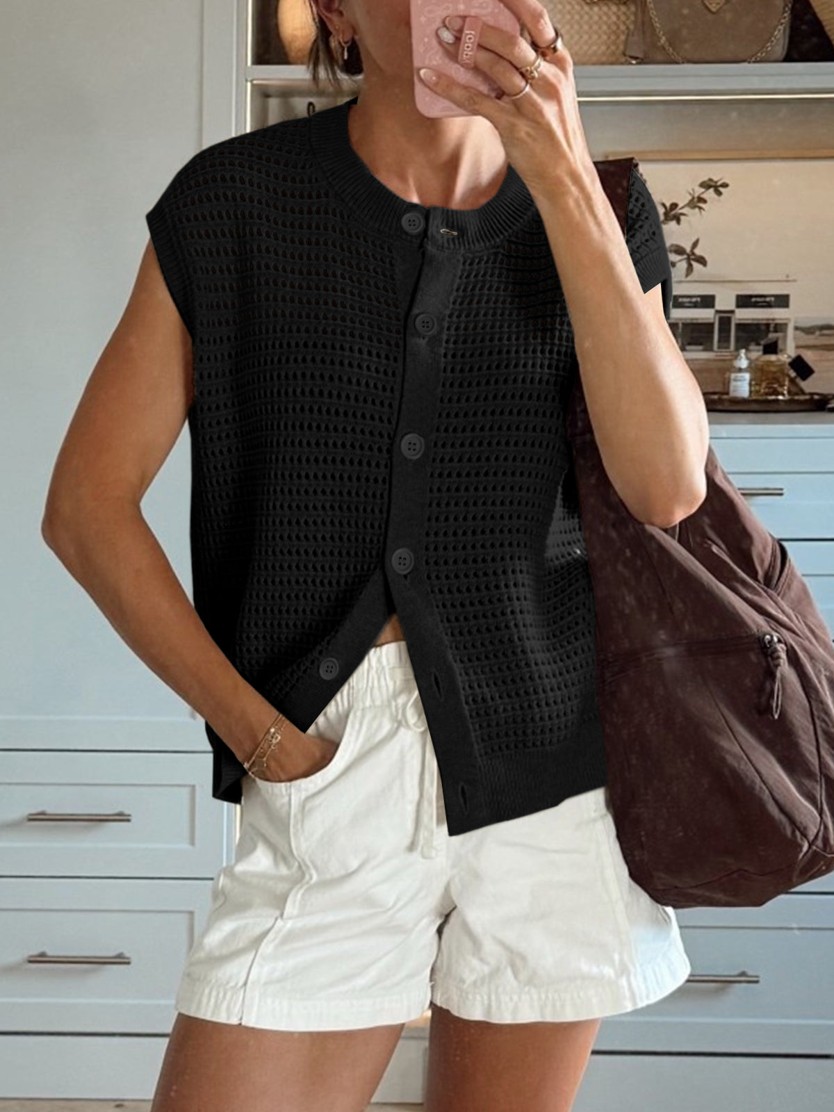 Saodimallsu Womens Short Cap Sleeve Sweater Vest