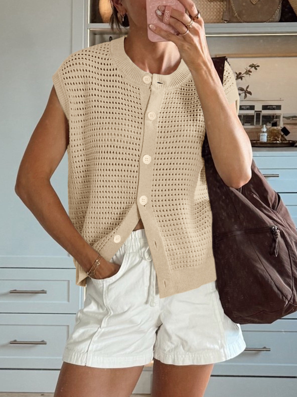 Saodimallsu Womens Short Cap Sleeve Sweater Vest