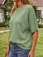 Saodimallsu Womens Oversized Batwing Sleeve Knit Pullover