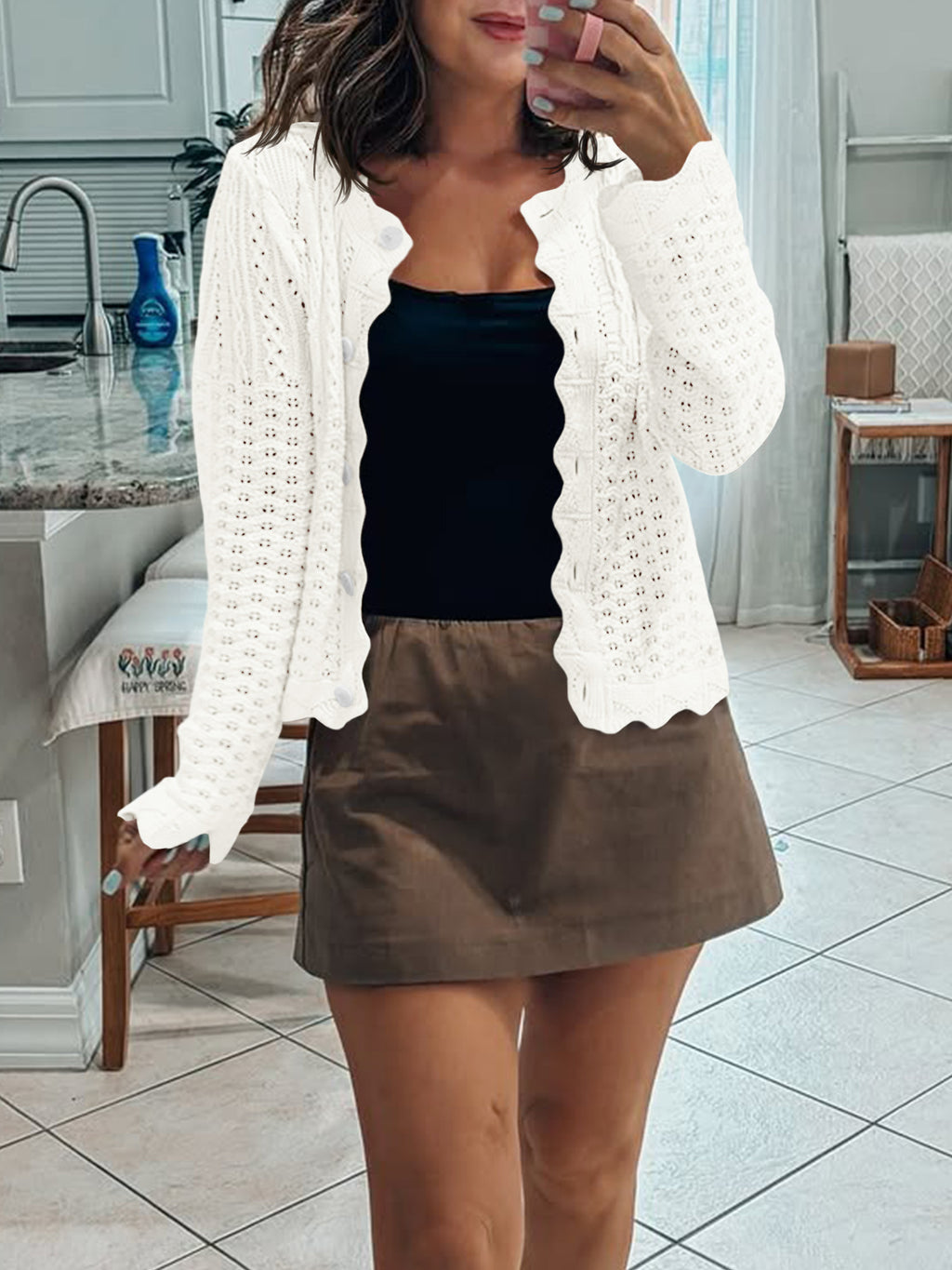 Saodimallsu Womens Crochet Cotton Knit Cardigans