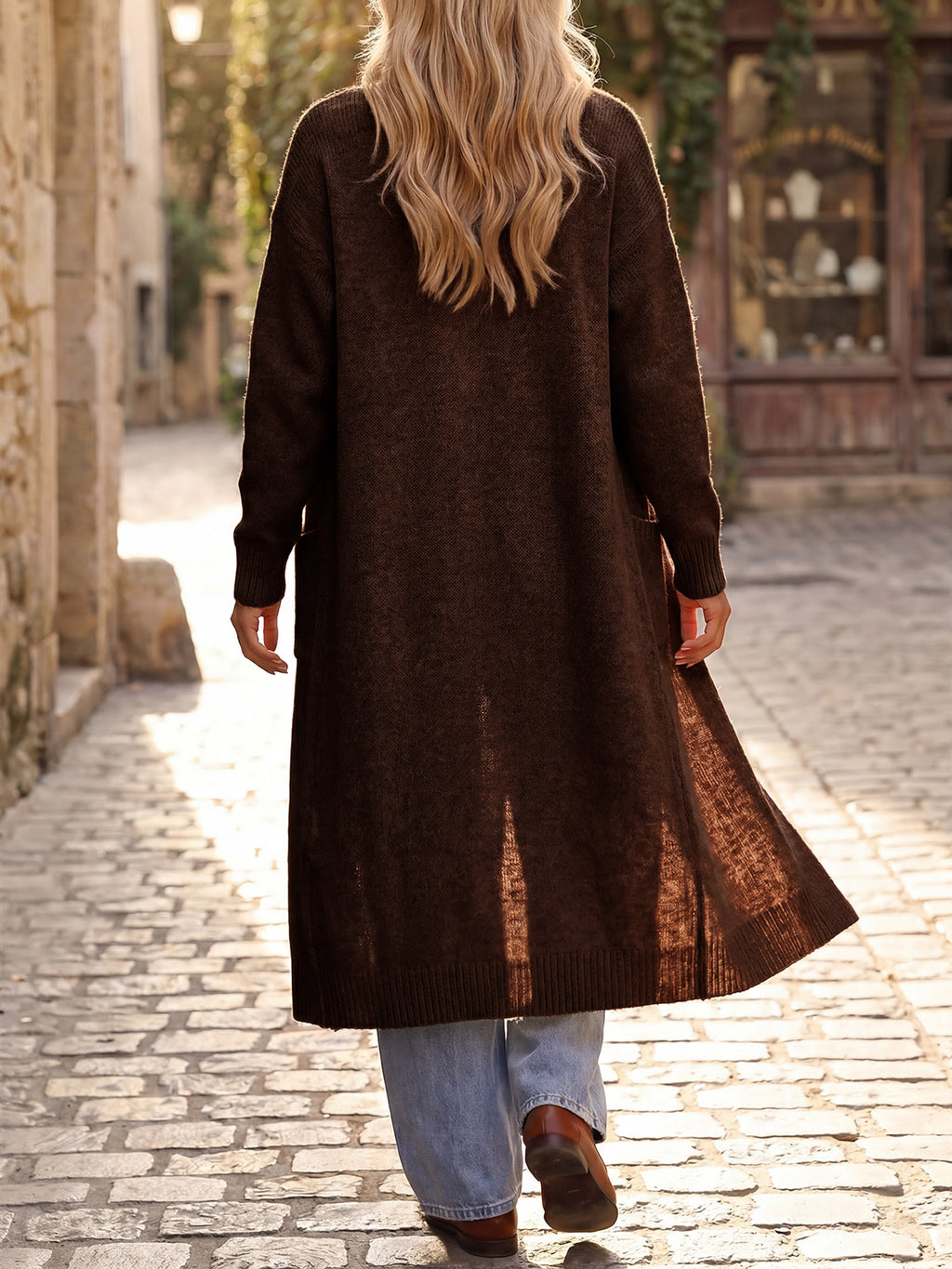 Saodimallsu Women Long Open Front Knit Cardigan Duster