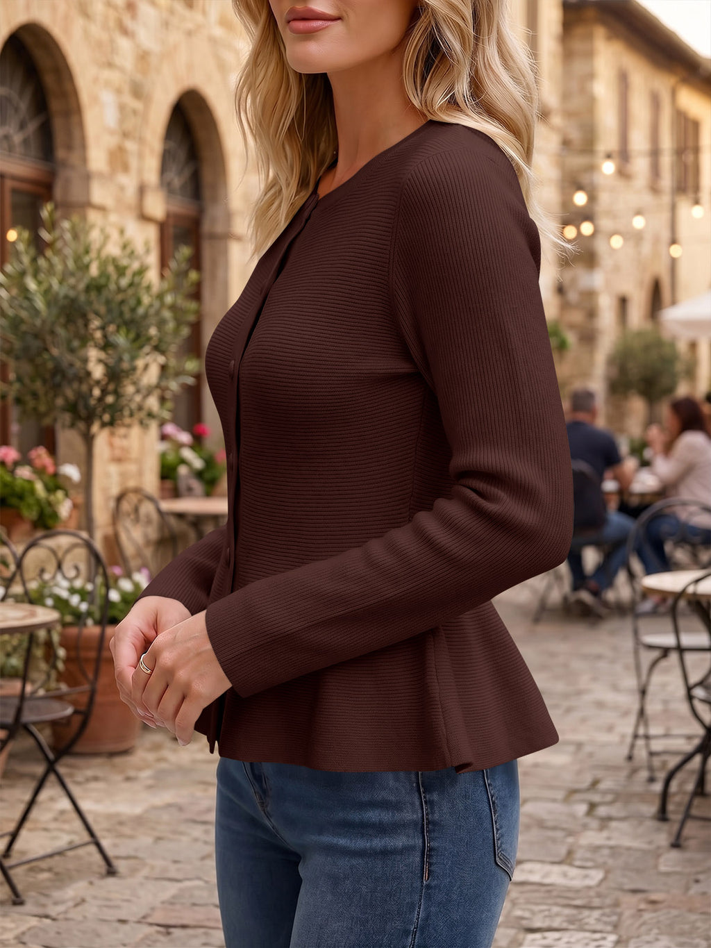 Saodimallsu Womens Ruffle Knit Cardigan Tops
