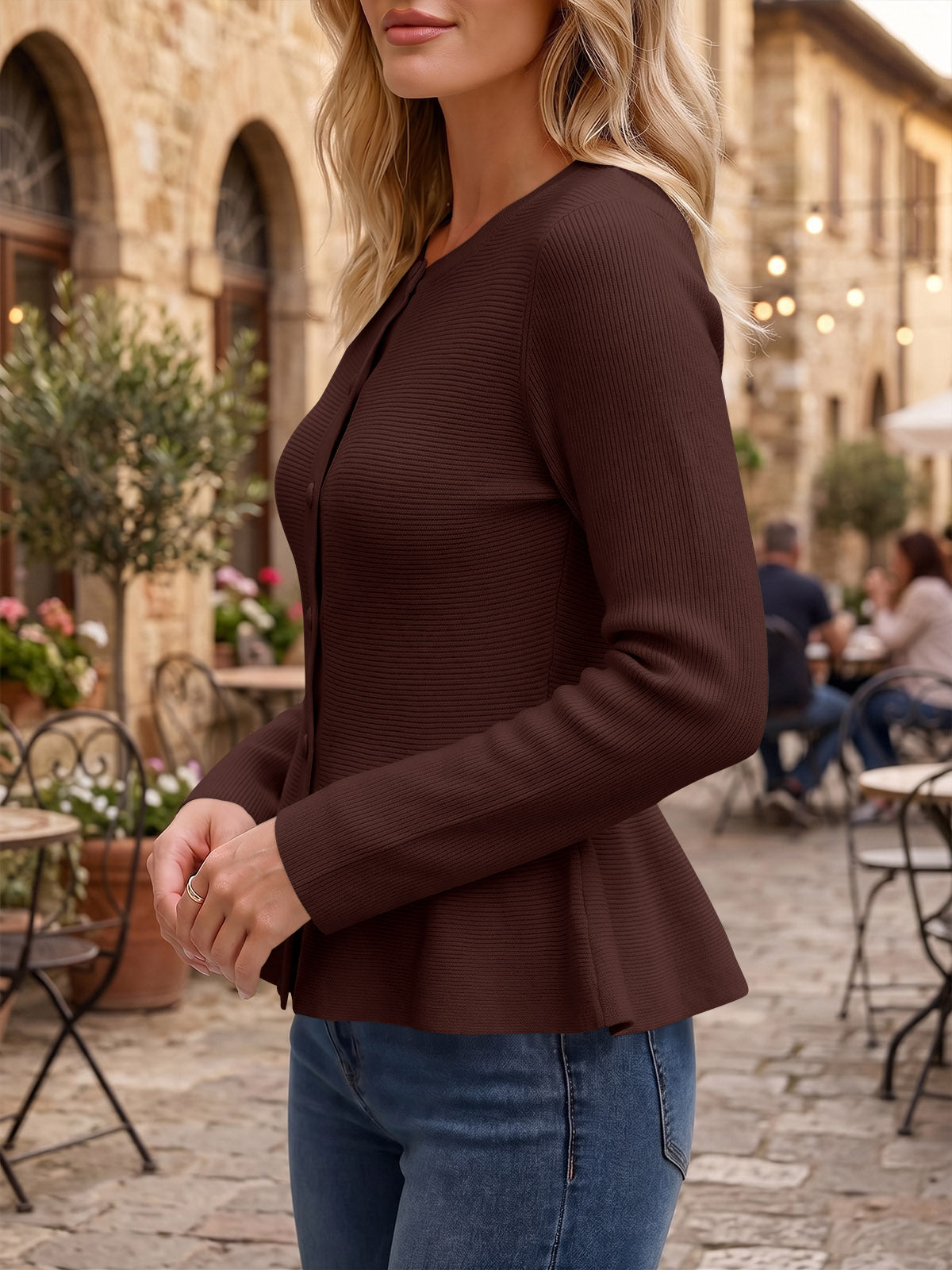 Saodimallsu Womens Ruffle Knit Cardigan Tops