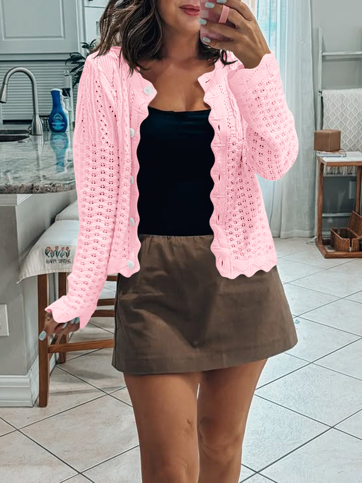 Saodimallsu Womens Crochet Cotton Knit Cardigans