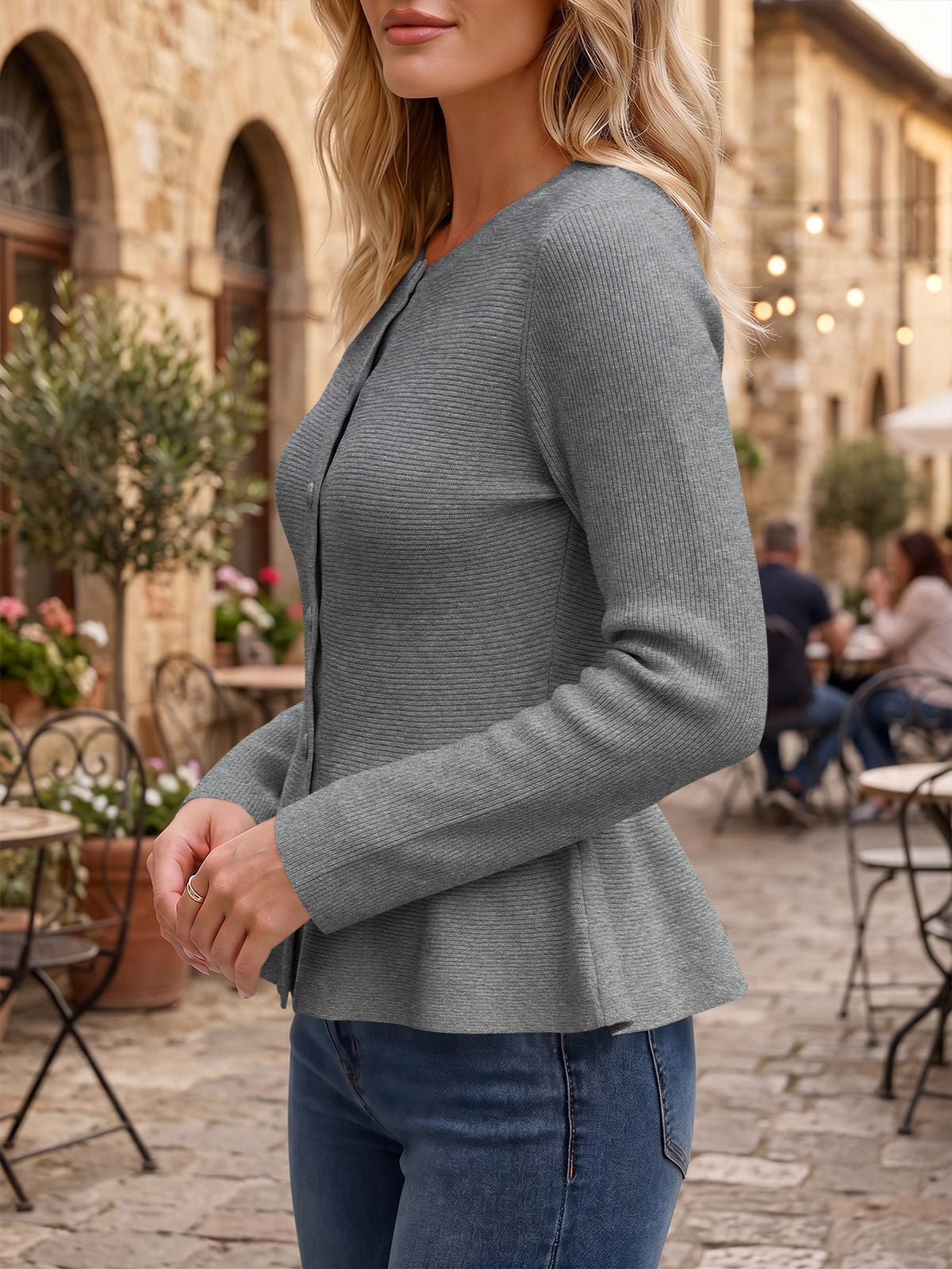 Saodimallsu Womens Ruffle Knit Cardigan Tops