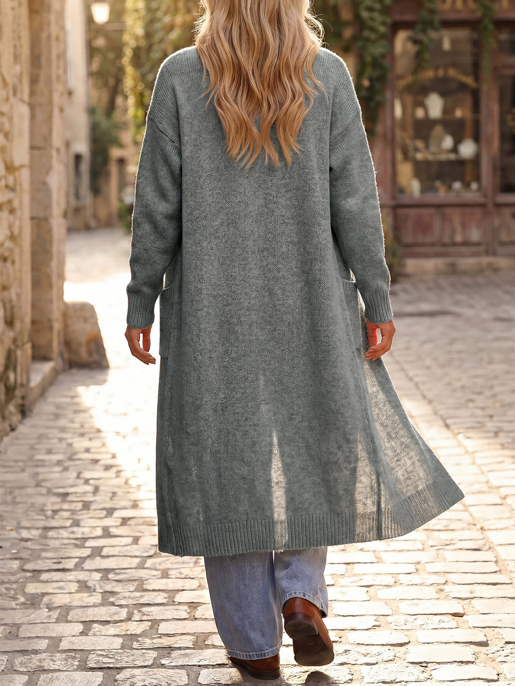 Saodimallsu Women Long Open Front Knit Cardigan Duster