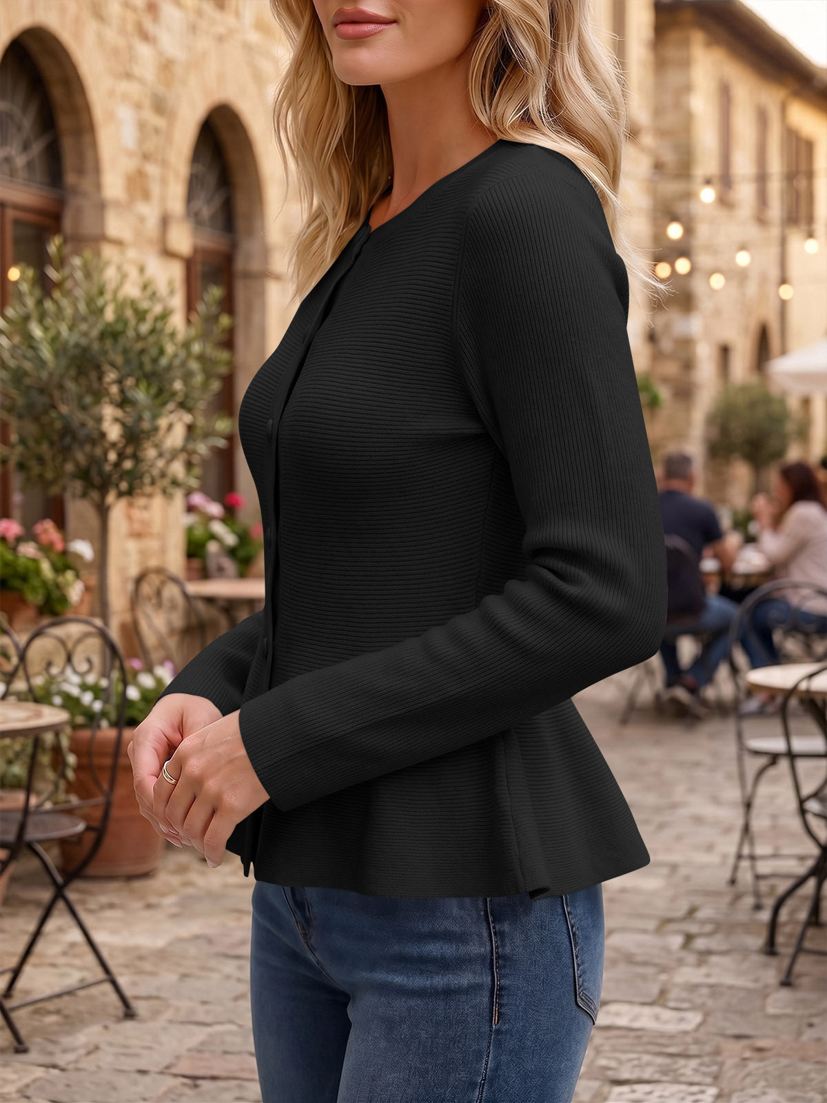 Saodimallsu Womens Ruffle Knit Cardigan Tops