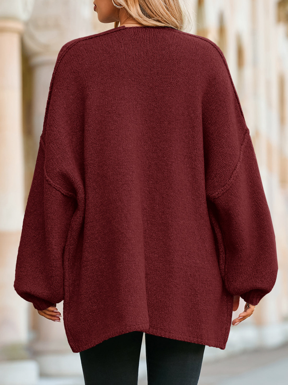 Saodimallsu Womens Lantern Sleeve Chunky Cardigan