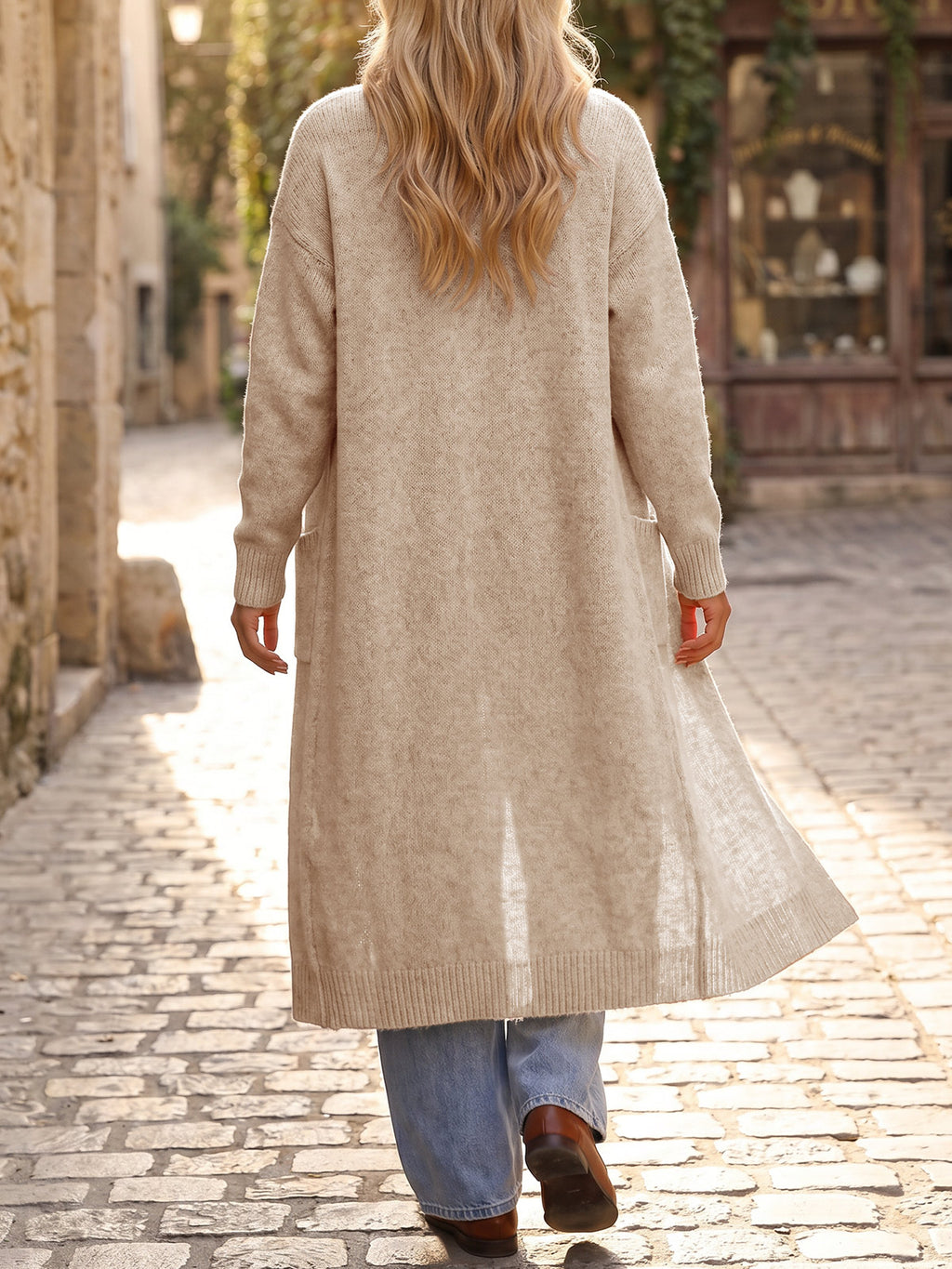 Saodimallsu Women Long Open Front Knit Cardigan Duster