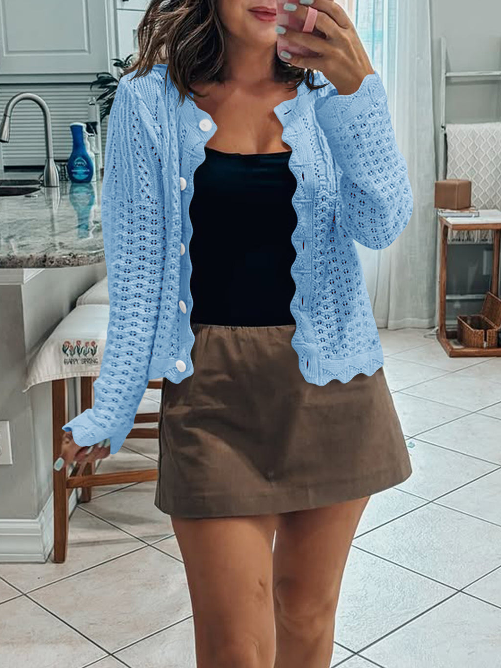 Saodimallsu Womens Crochet Cotton Knit Cardigans
