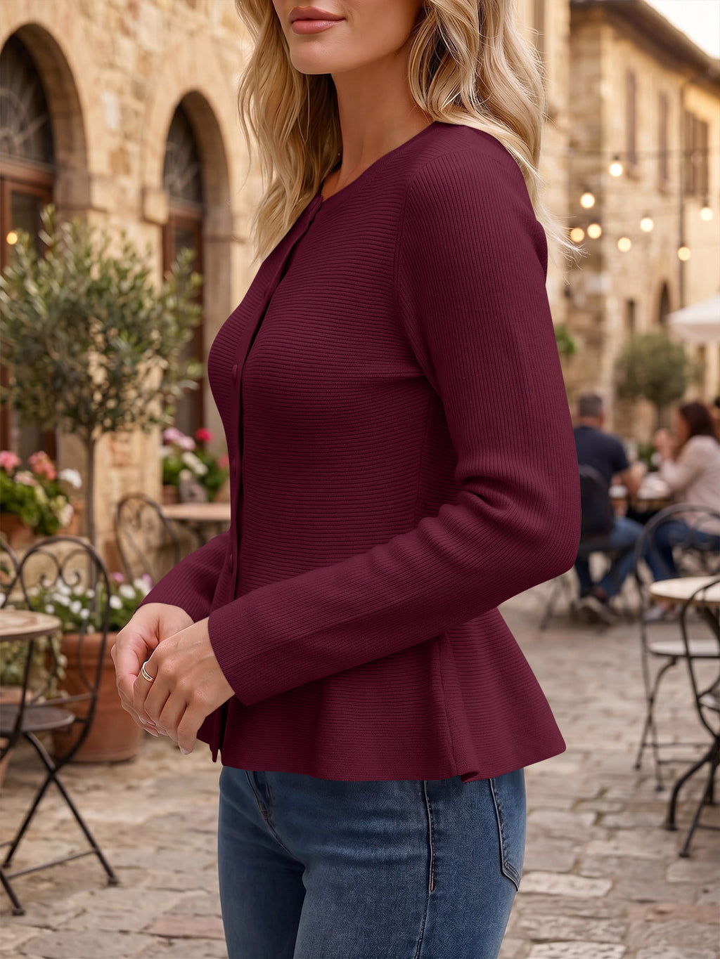 Saodimallsu Womens Ruffle Knit Cardigan Tops
