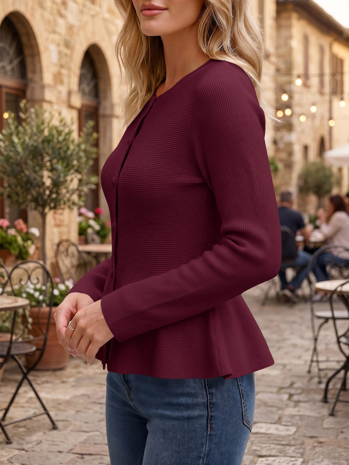 Saodimallsu Womens Ruffle Knit Cardigan Tops