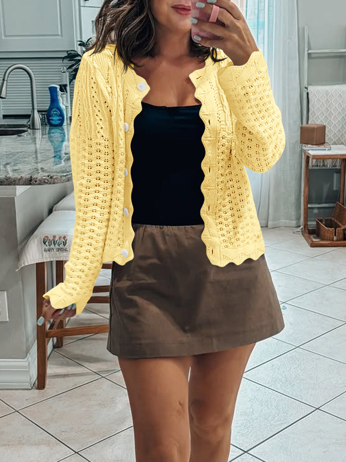 Saodimallsu Womens Crochet Cotton Knit Cardigans