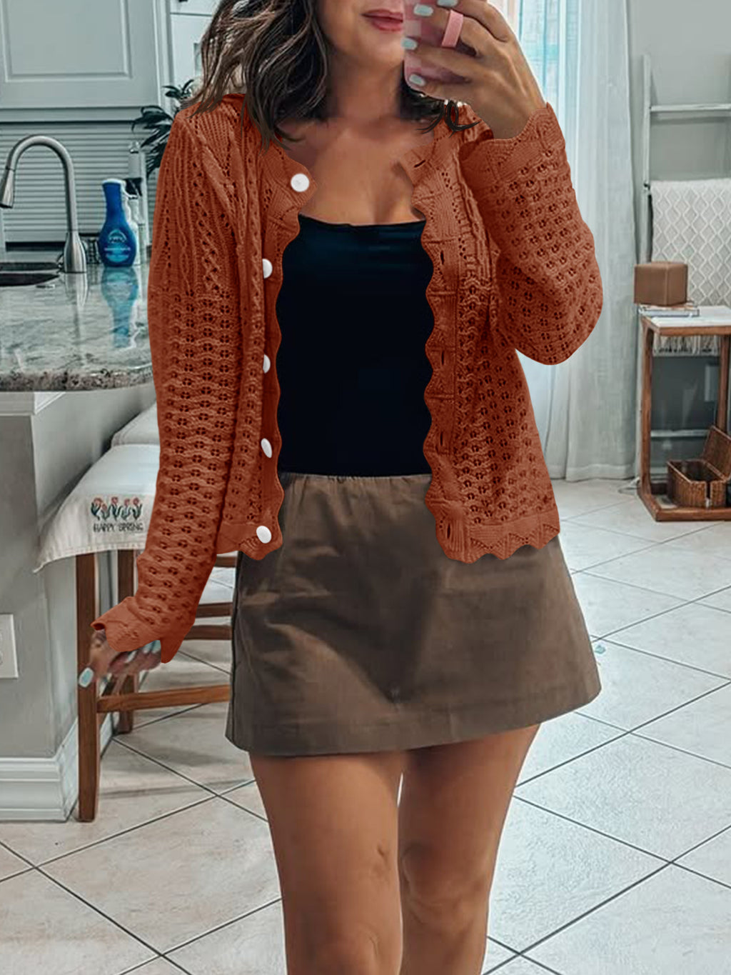 Saodimallsu Womens Crochet Cotton Knit Cardigans