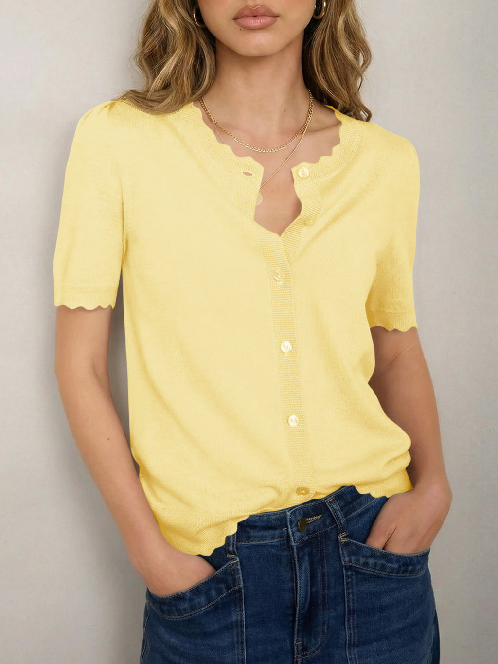 Saodimallsu Womens Puff Short Sleeve Cardigans