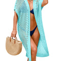 Saodimallsu Women Short Sleeve Crochet Swimsuit Coverup