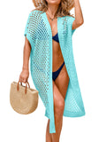 Saodimallsu Women Short Sleeve Crochet Swimsuit Coverup