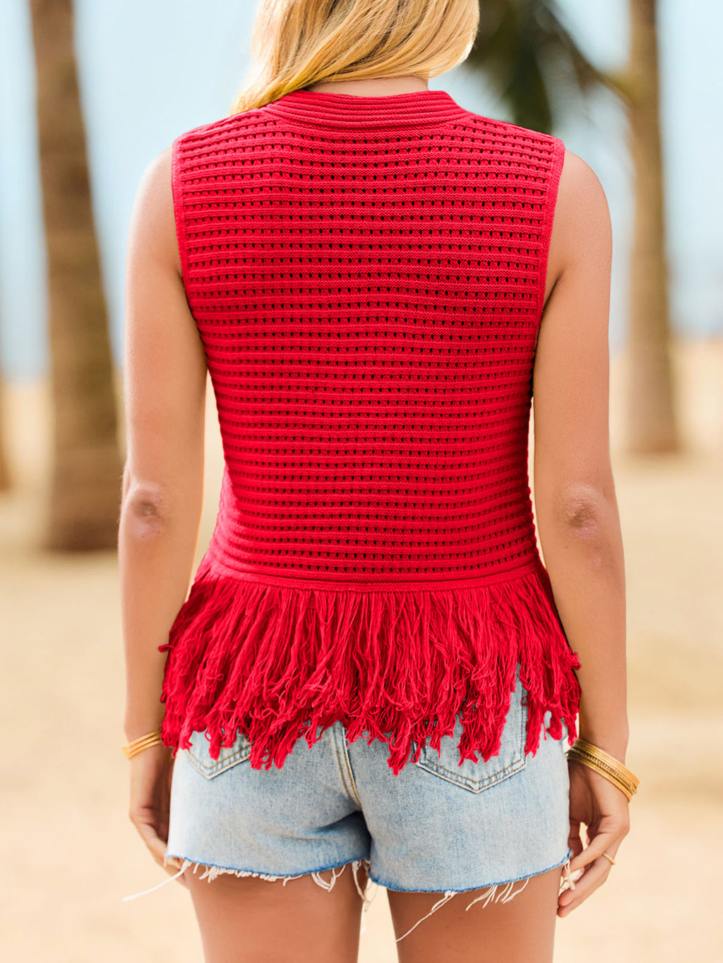 Saodimallsu Women Boho Crochet Knit Tank Top