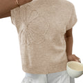 Saodimallsu Womens Short Sleeve Trendy Floral Pullover Sweaters