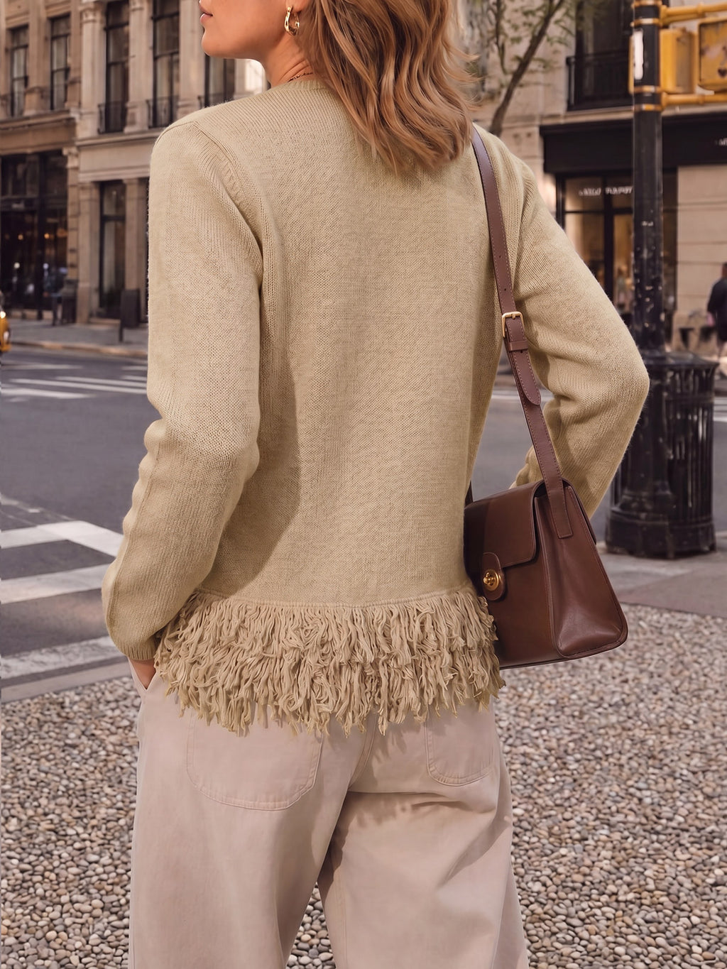 Saodimallsu Women Boho Fringe Knit Sweater