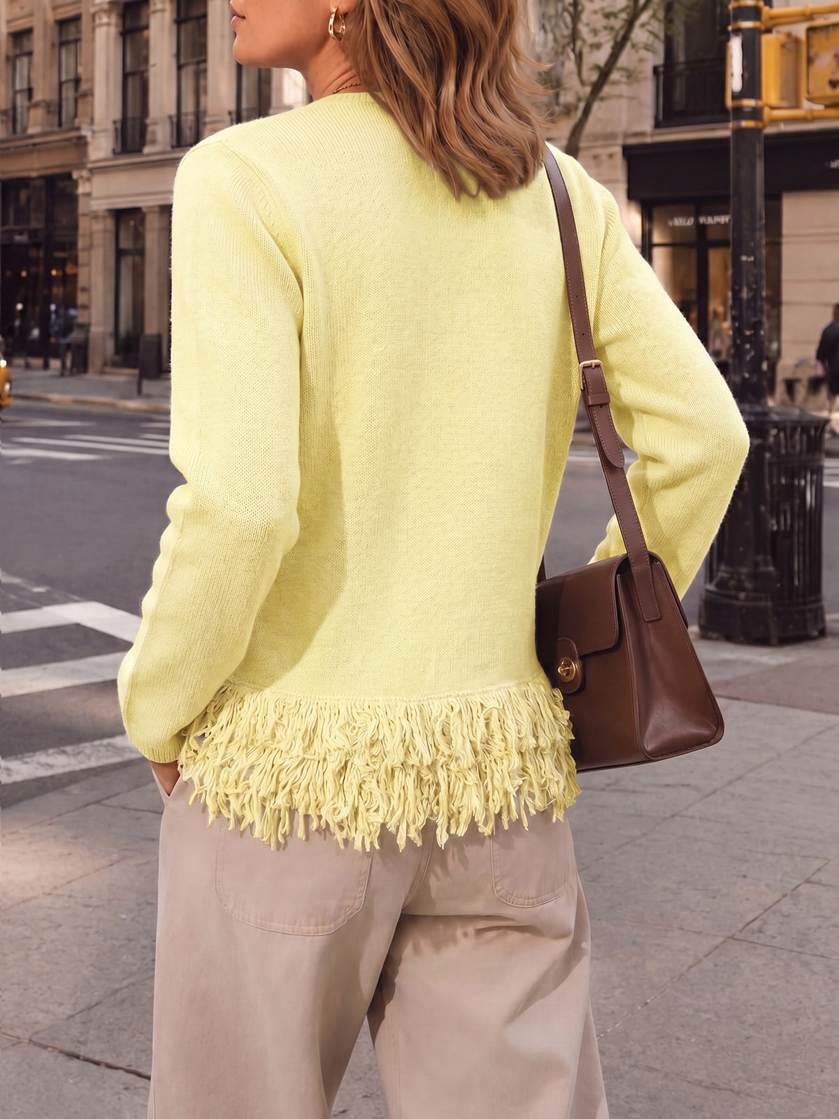 Saodimallsu Women Boho Fringe Knit Sweater