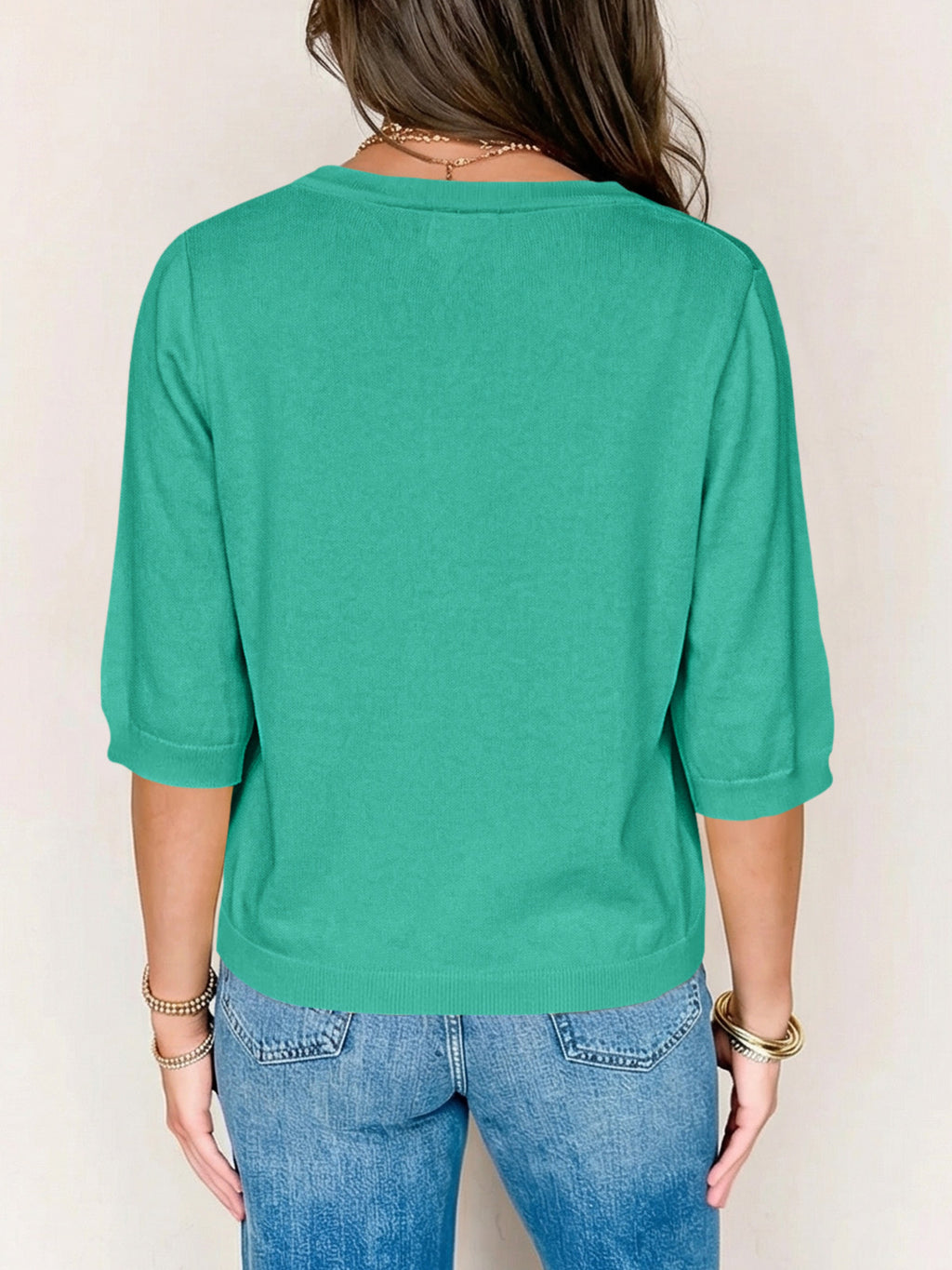 Womens Summer Lightweight V Neck Half Sleeve Knit Cardigans
