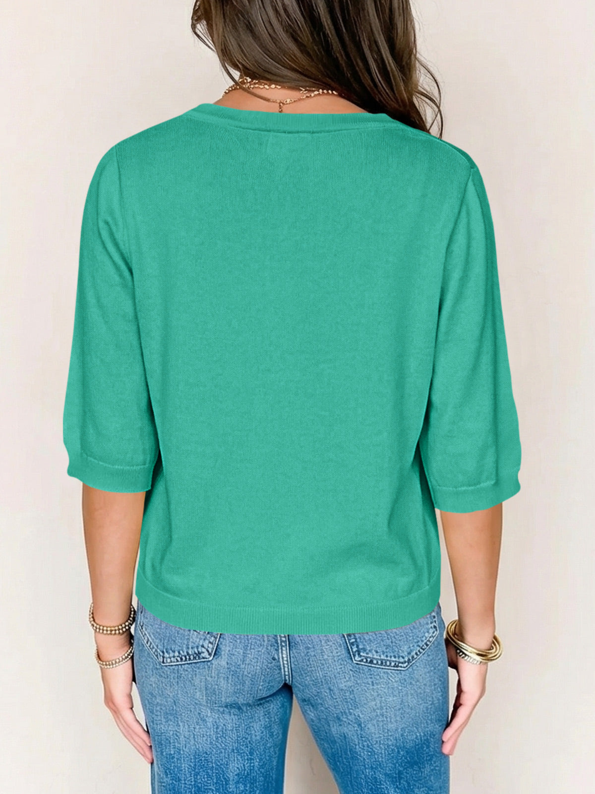 Womens Summer Lightweight V Neck Half Sleeve Knit Cardigans