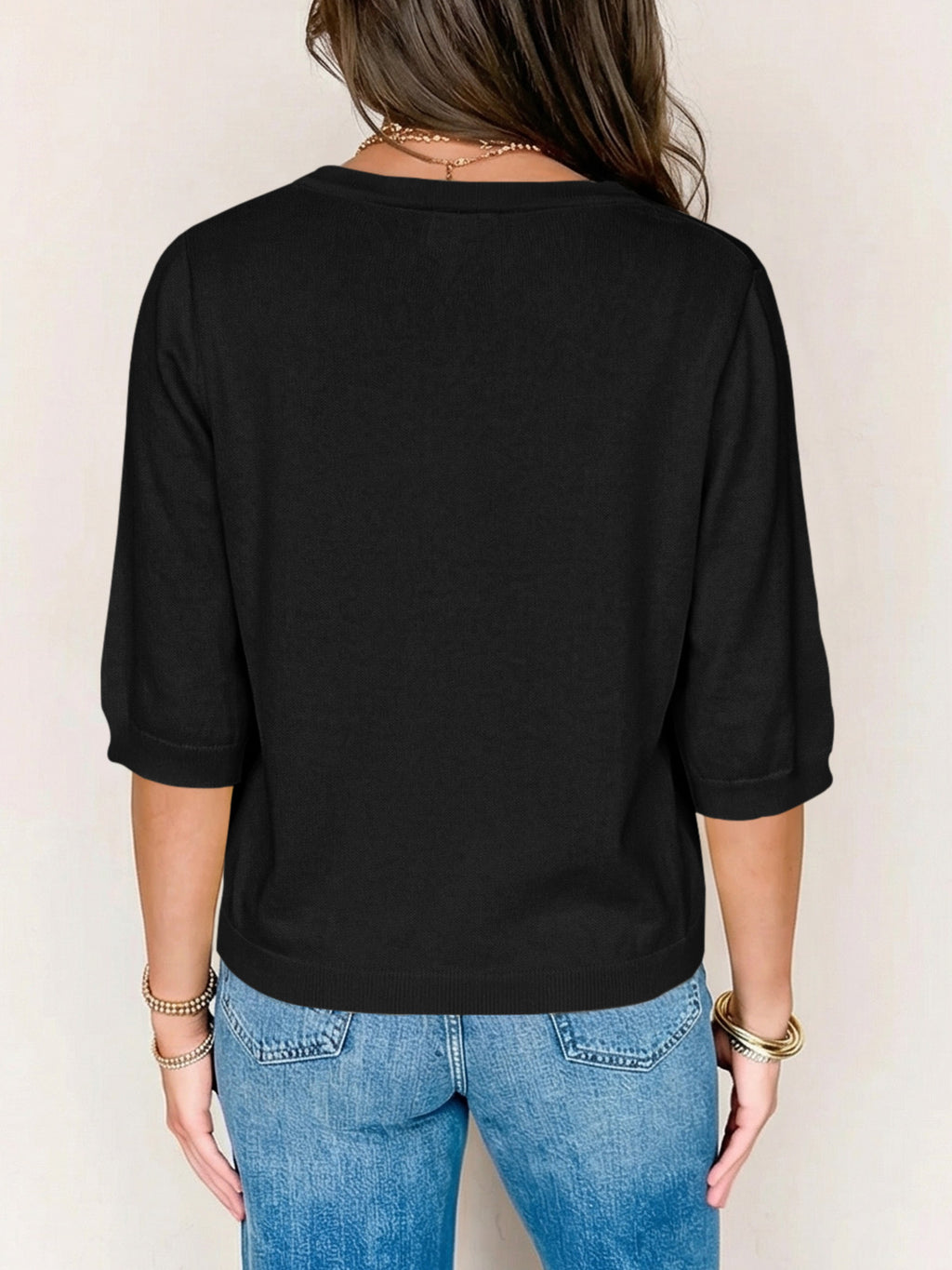 Womens Summer Lightweight V Neck Half Sleeve Knit Cardigans