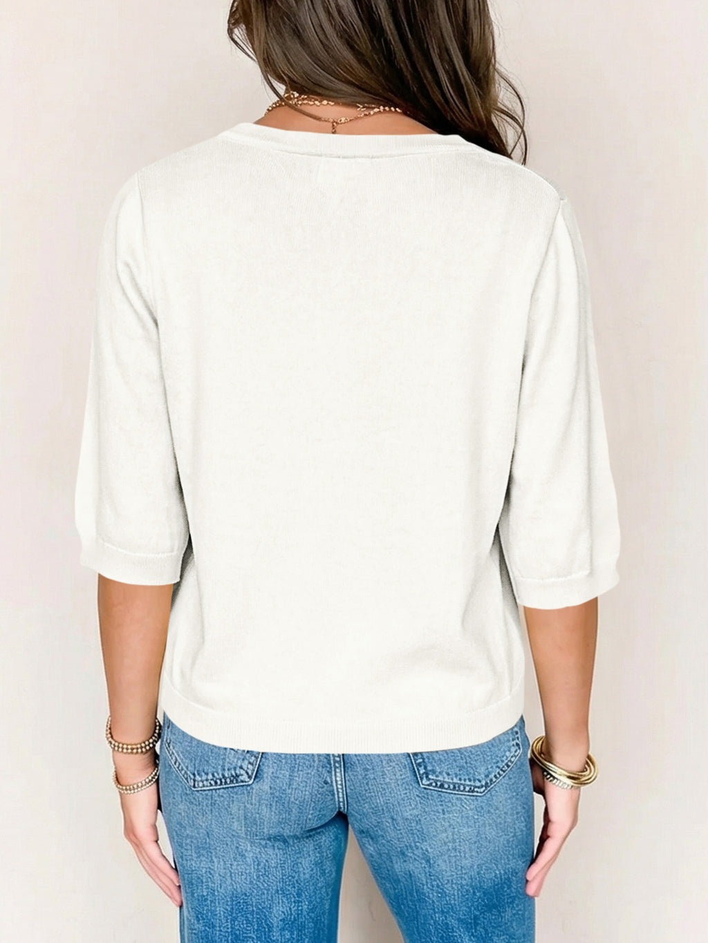 Womens Summer Lightweight V Neck Half Sleeve Knit Cardigans