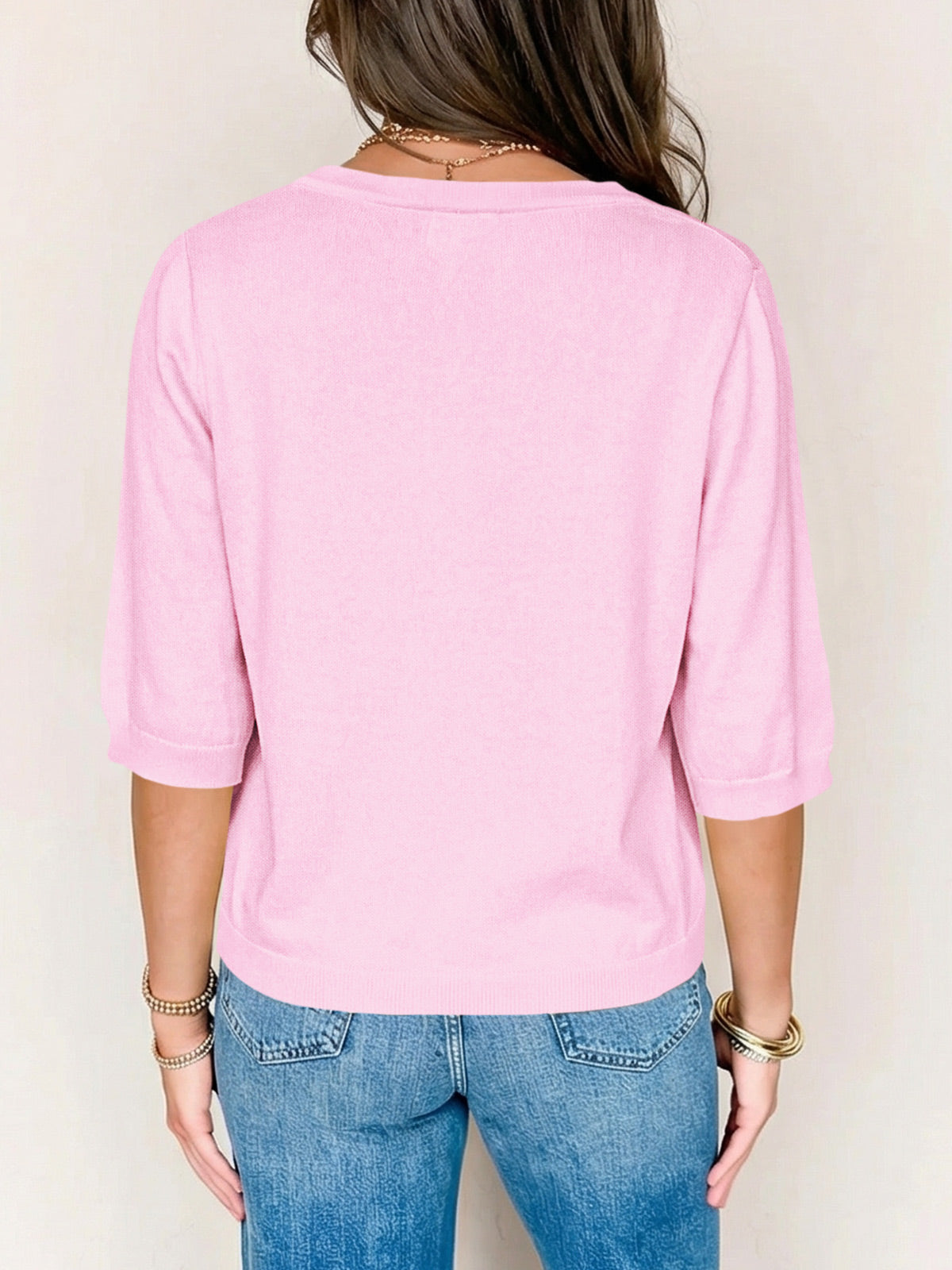 Womens Summer Lightweight V Neck Half Sleeve Knit Cardigans