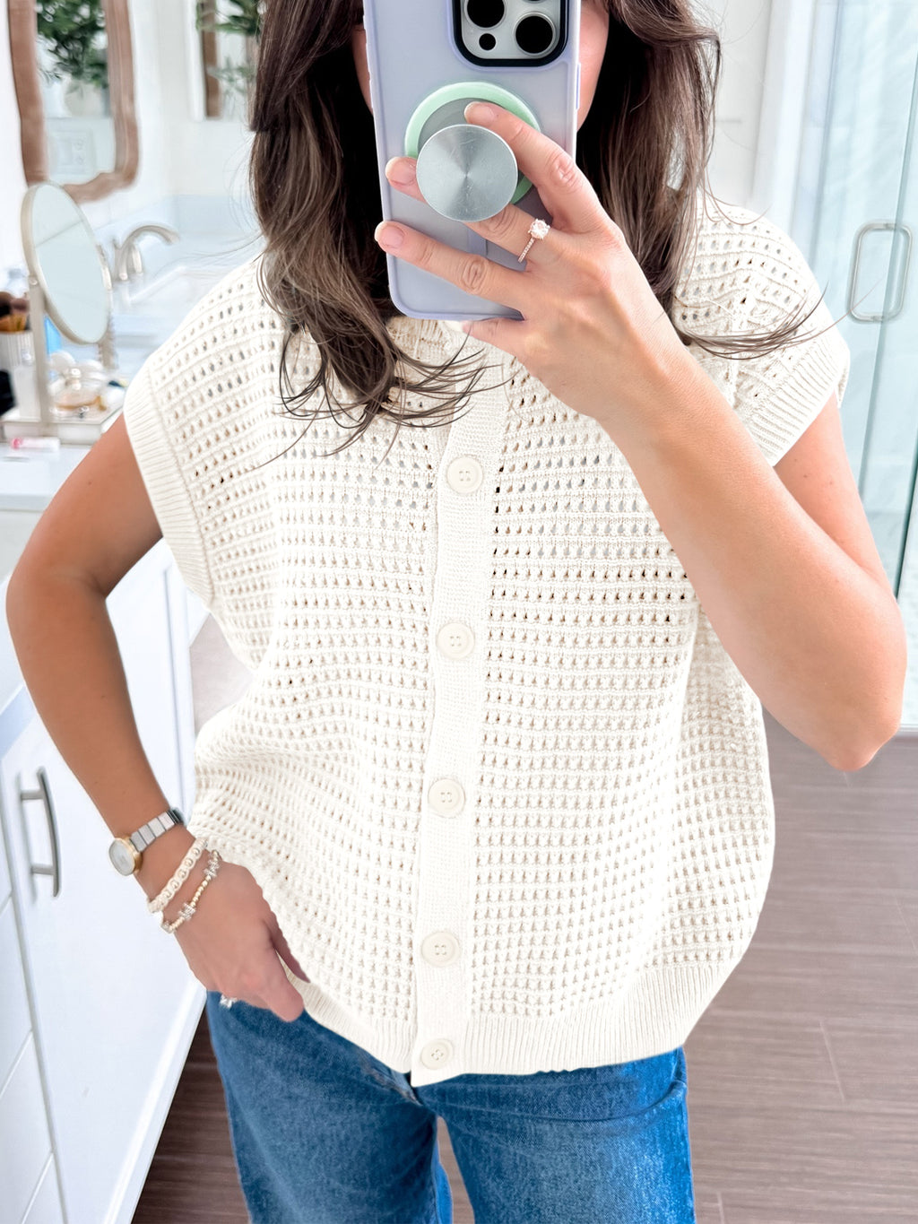 Saodimallsu Womens Short Cap Sleeve Sweater Vest