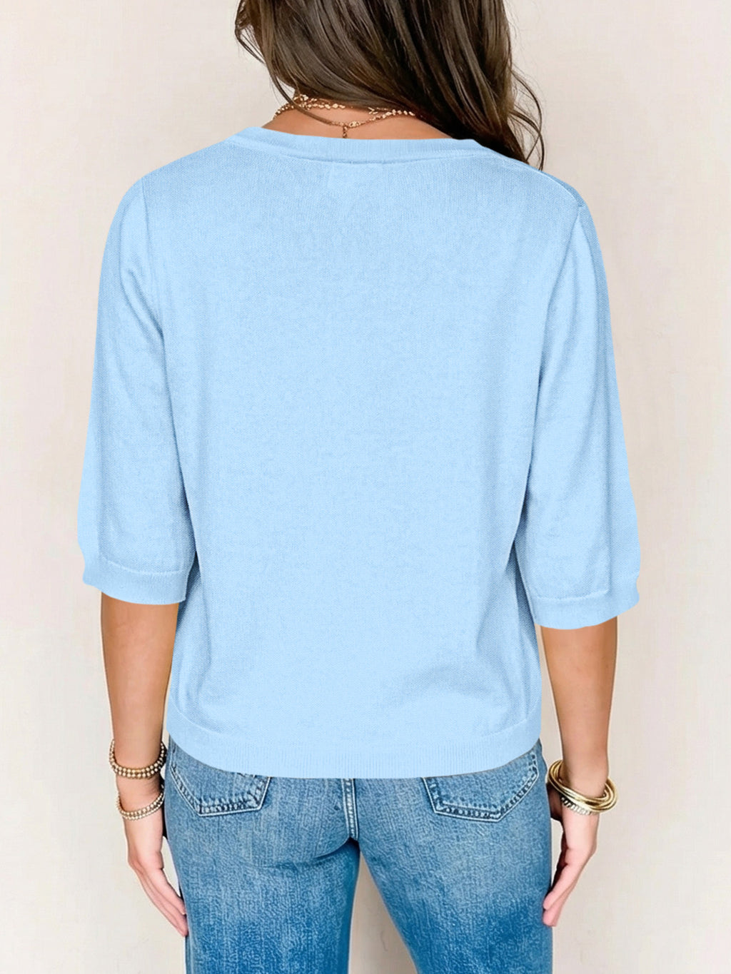 Womens Summer Lightweight V Neck Half Sleeve Knit Cardigans
