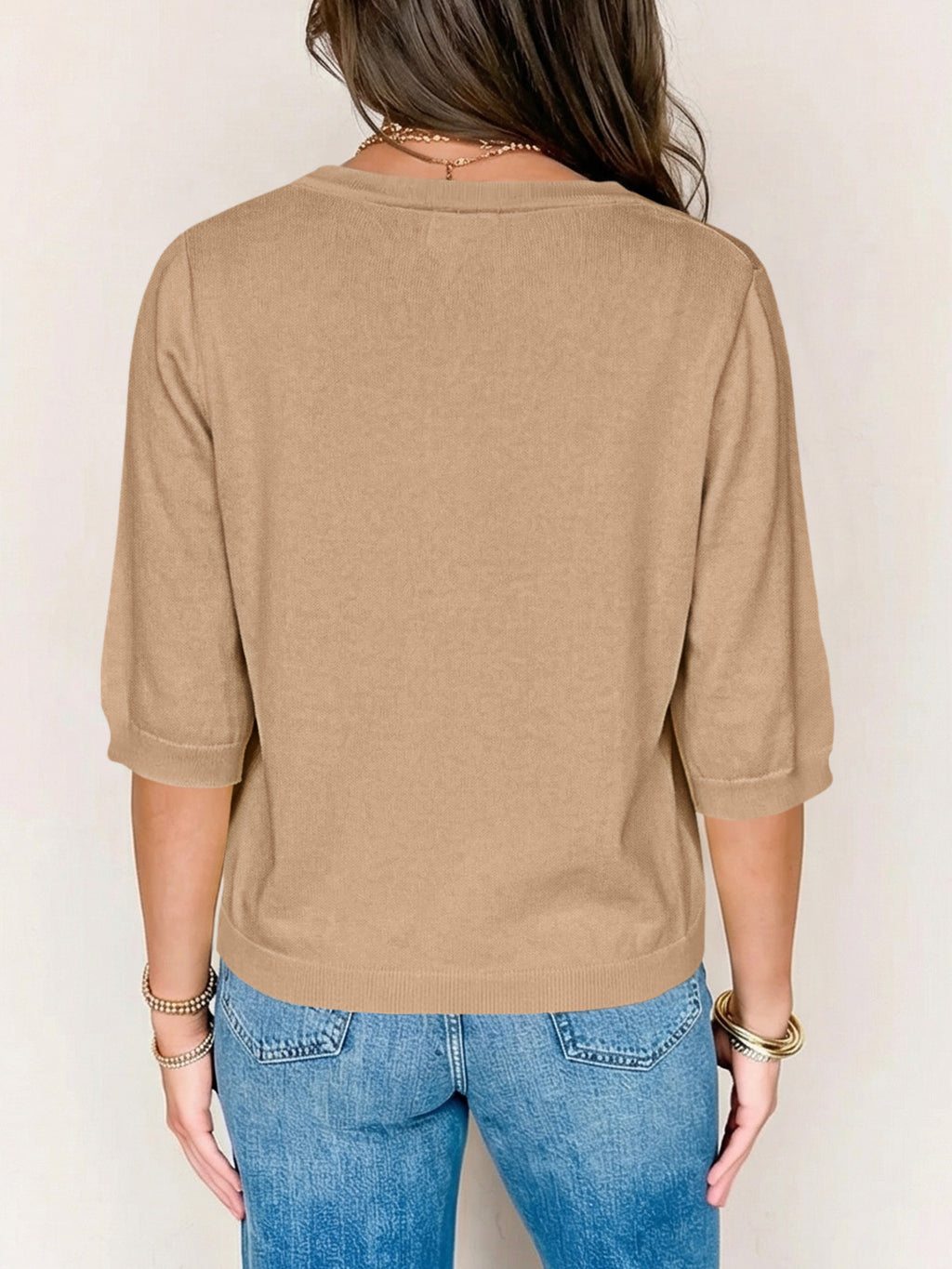 Womens Summer Lightweight V Neck Half Sleeve Knit Cardigans