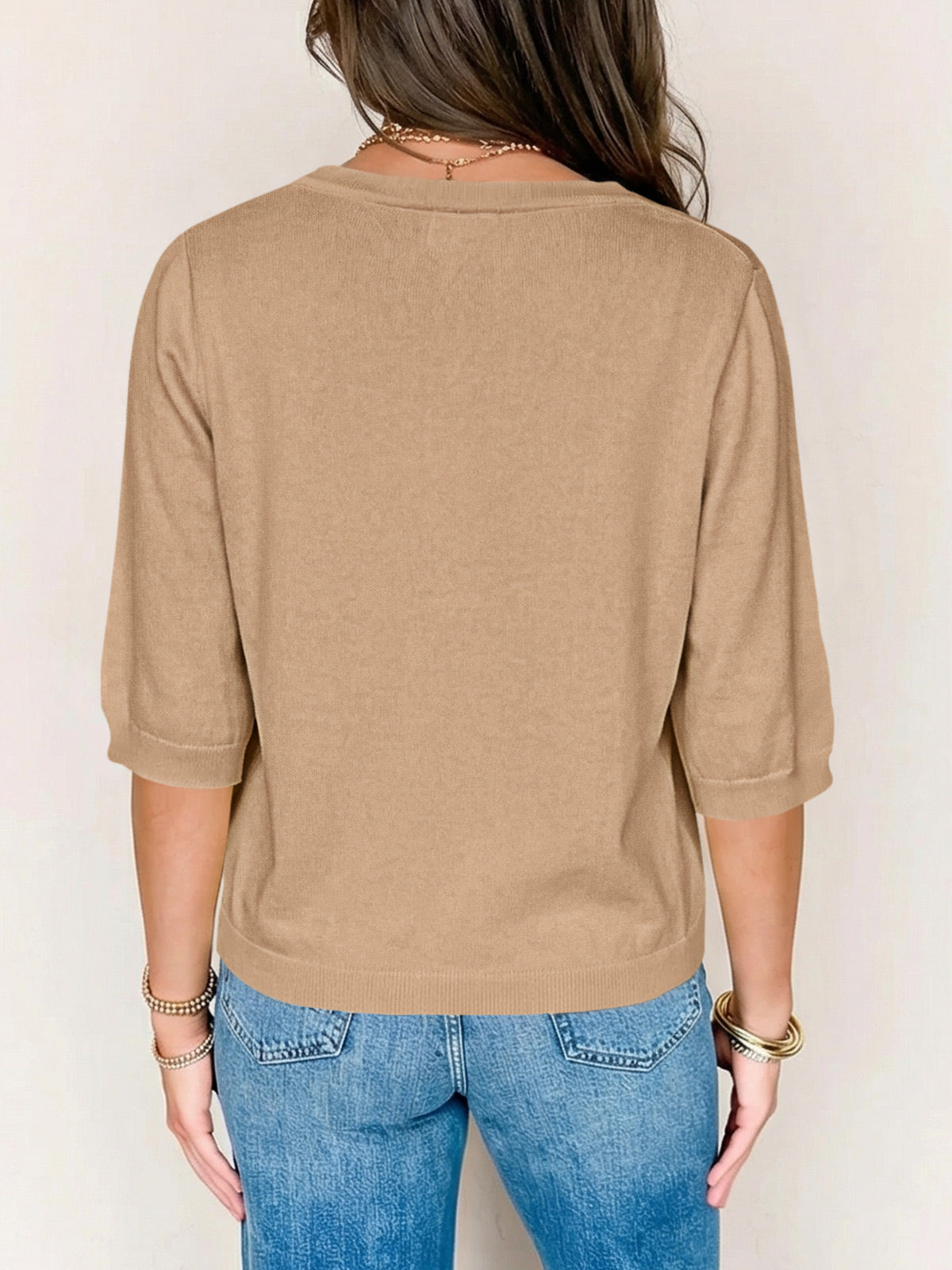Womens Summer Lightweight V Neck Half Sleeve Knit Cardigans