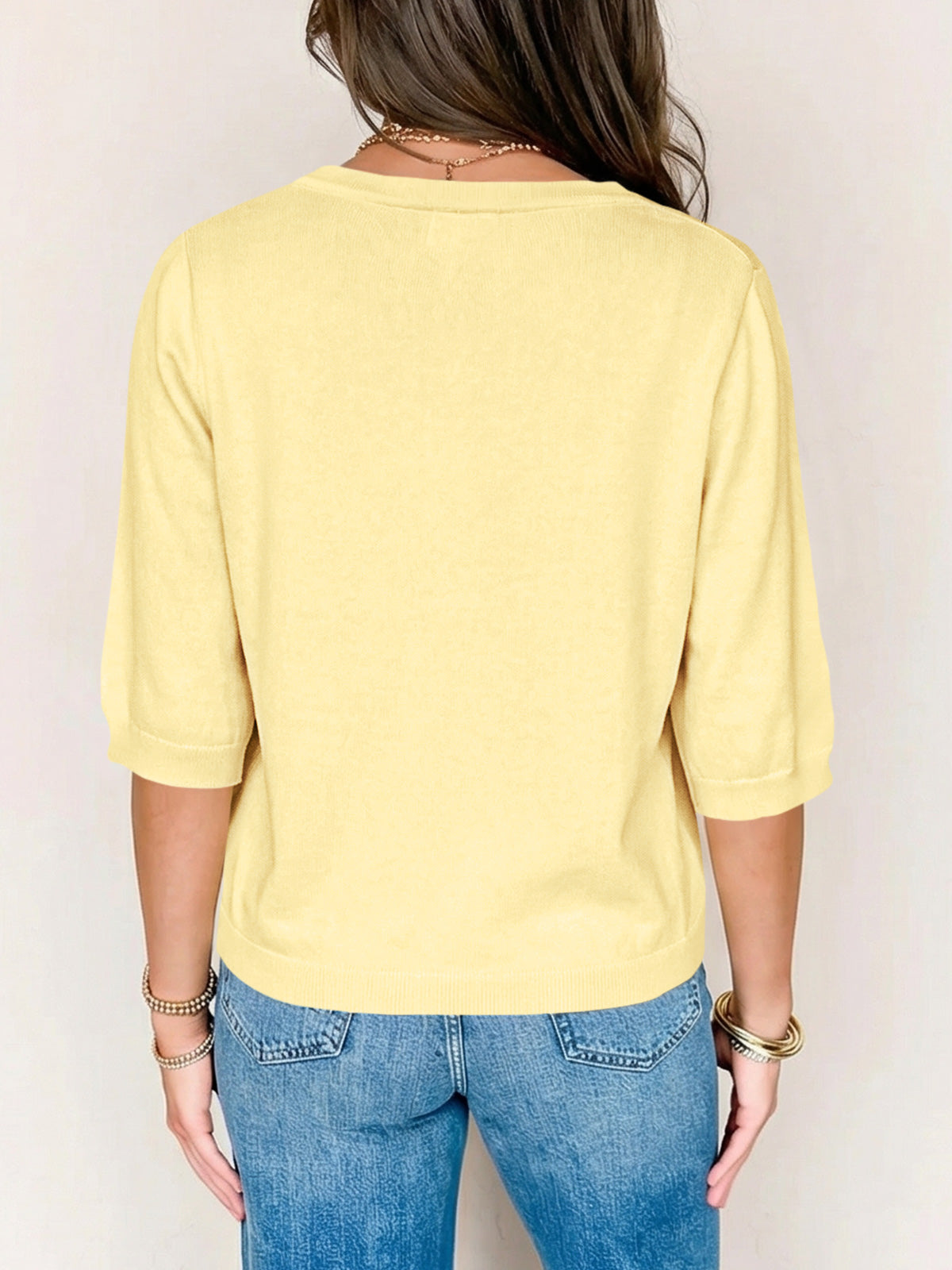 Womens Summer Lightweight V Neck Half Sleeve Knit Cardigans