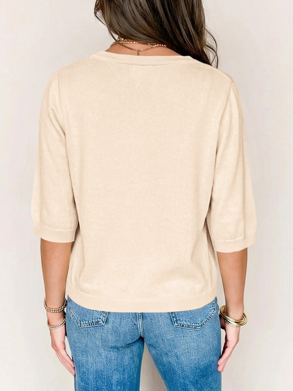 Womens Summer Lightweight V Neck Half Sleeve Knit Cardigans