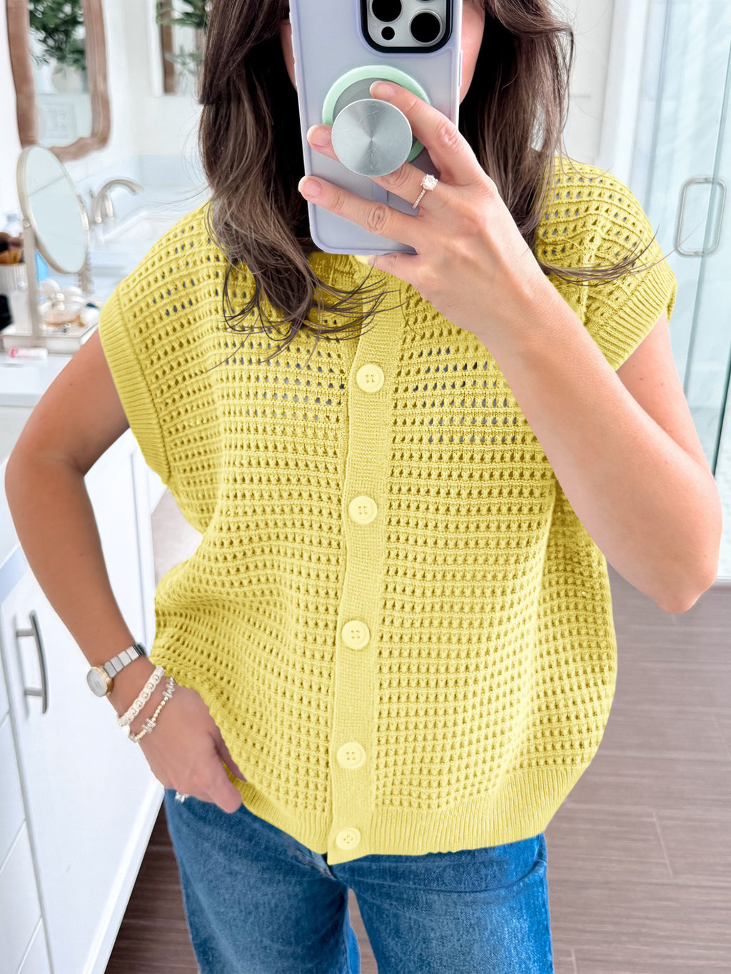 Saodimallsu Womens Short Cap Sleeve Sweater Vest