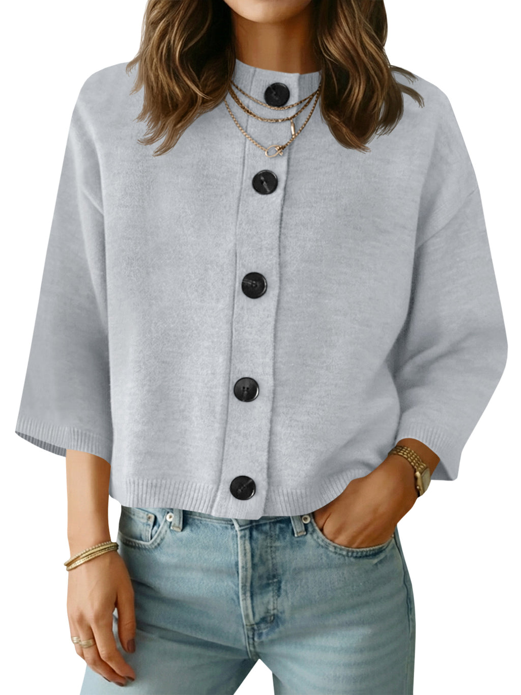 Saodimallsu Womens Short Sleeve Button Down Cardigan