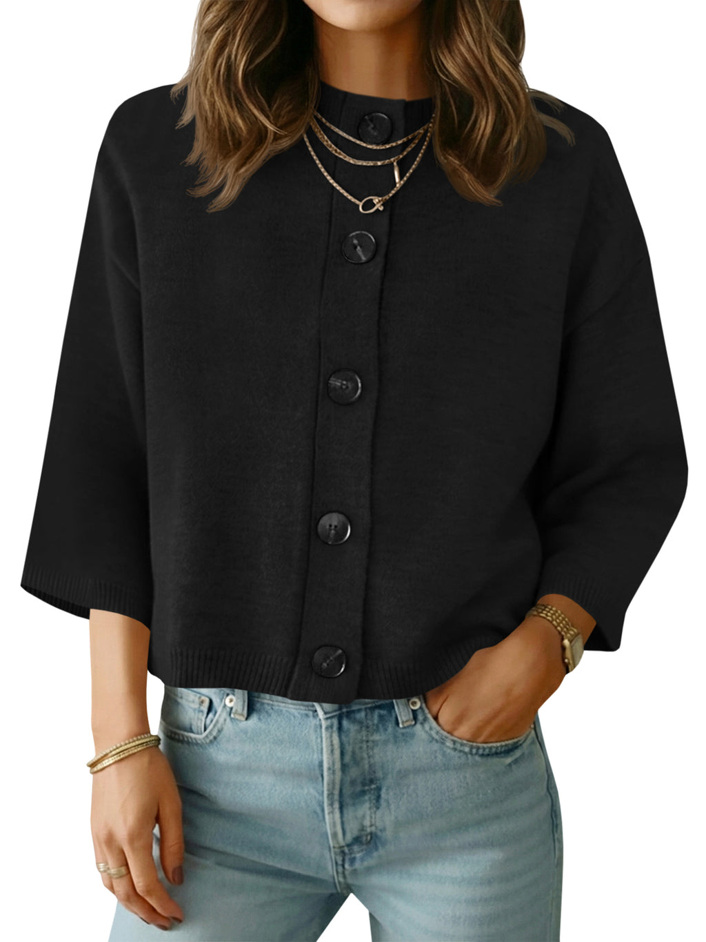 Saodimallsu Womens Short Sleeve Button Down Cardigan