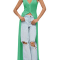 Saodimallsu Womens Sleeveless V Neck Long Cardigans
