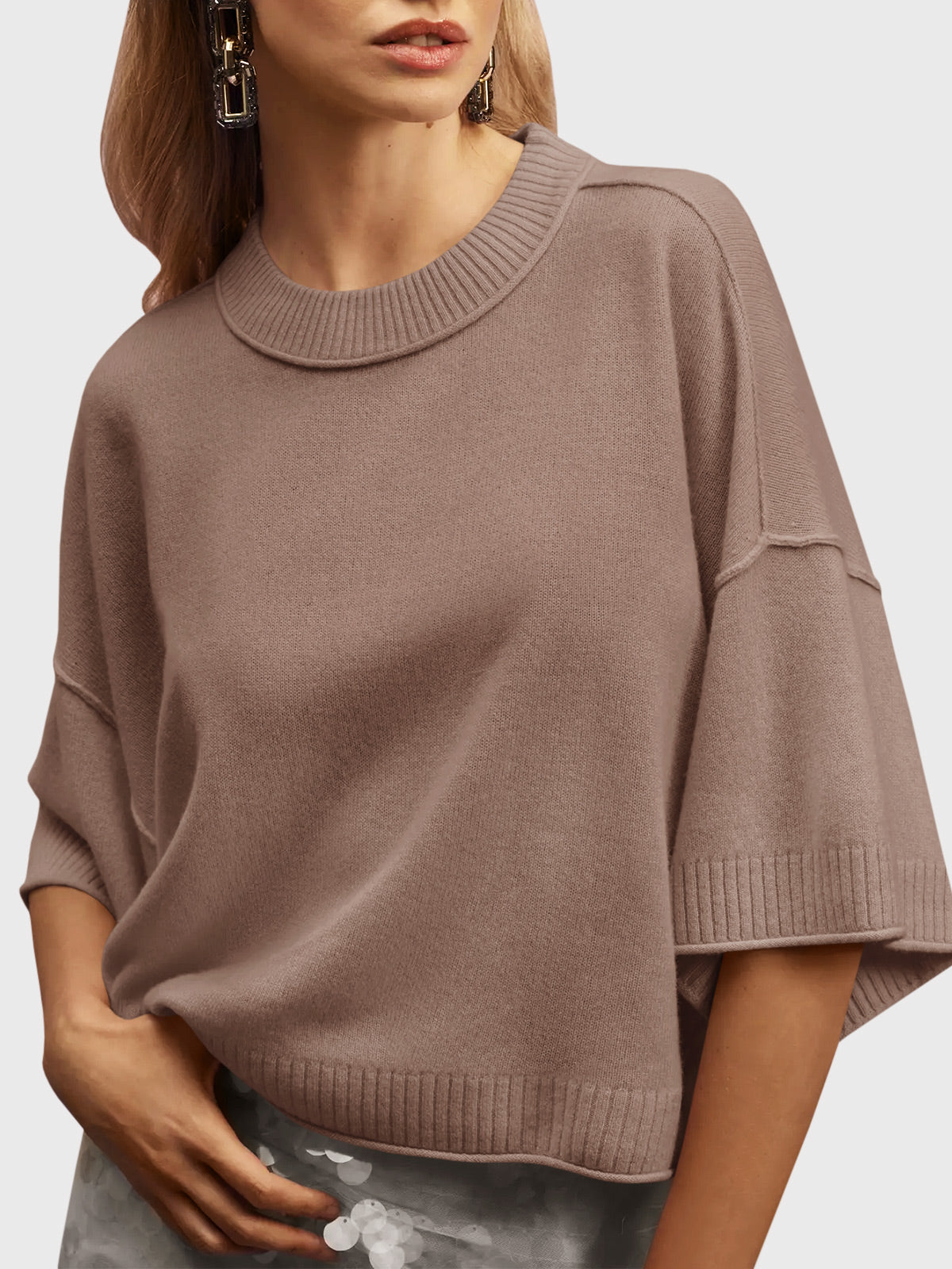 Saodimallsu Womens Oversized Cropped Sweater