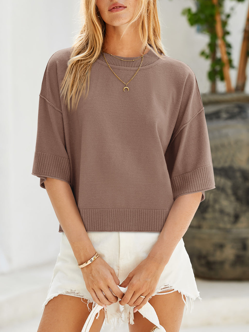Saodimallsu Womens Oversized Cropped Sweater