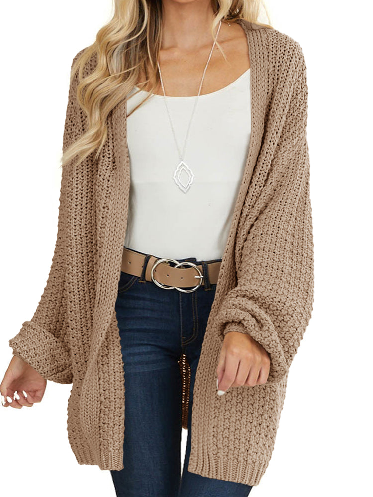 Saodimallsu Womens Oversized Open Front Knit Cardigan