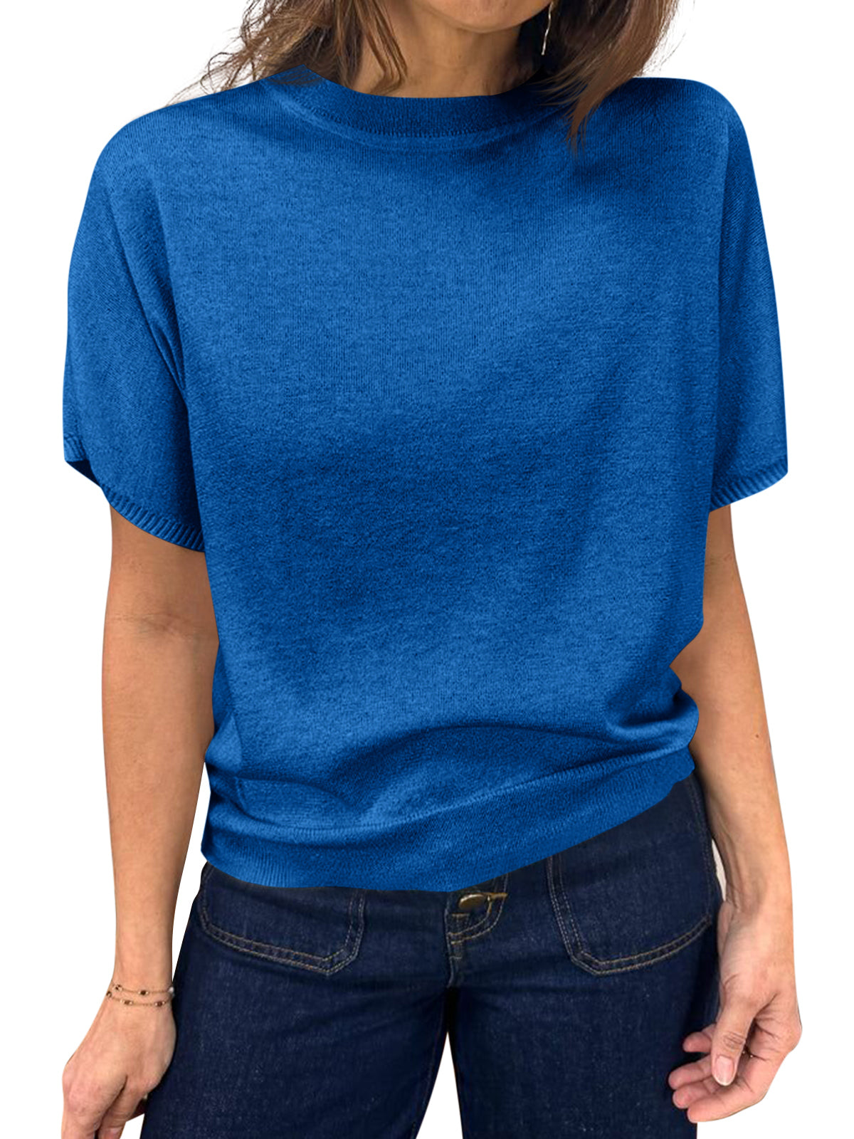 Saodimallsu Women's Crew Neck Knit Sweater