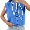 Saodimallsu Womens Tie Front Sleeveless Sweater Vest