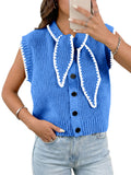 Saodimallsu Womens Tie Front Sleeveless Sweater Vest